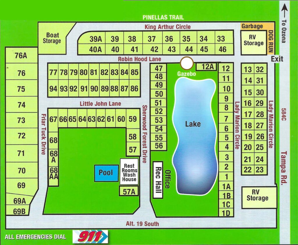 Sherwood Forest RV Resort Map