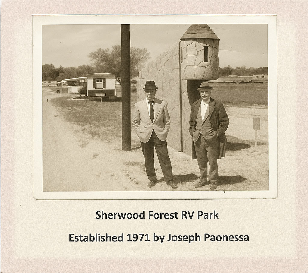 Sherwood Forest Entrance 1971 - with founder Joseph Paonessa
